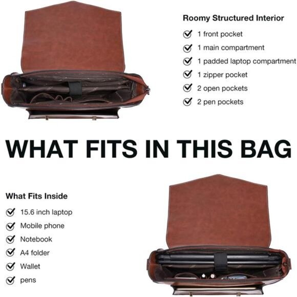 Backpack for Women Briefcase Messenger Laptop Bag - Picture 3 of 7